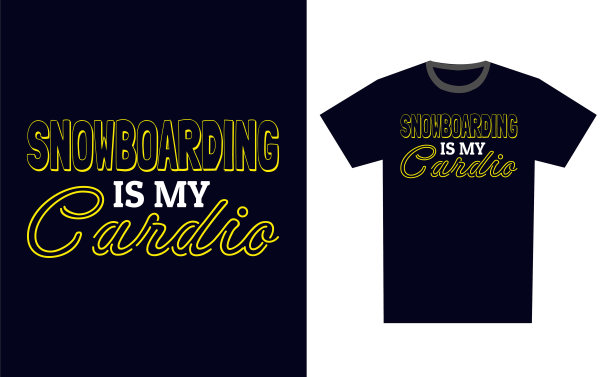 滑雪板T恤设计模板矢量图片下载