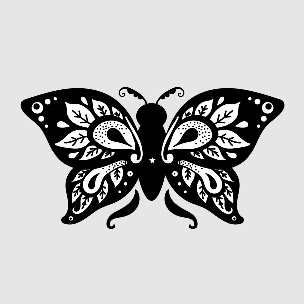 美丽的矢量波西米亚插画的蝴蝶，蛾子在波西米亚，神秘的复古风格图片下载