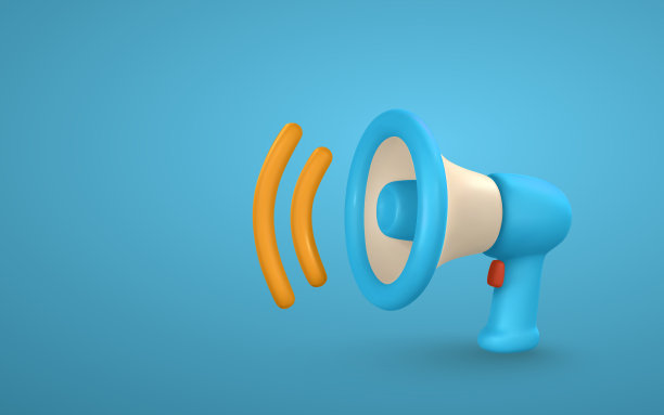 3d卡通扩音器。小号说话。矢量图图片下载