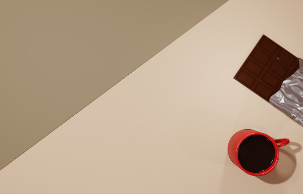 咖啡和巧克力的3d图像图片下载