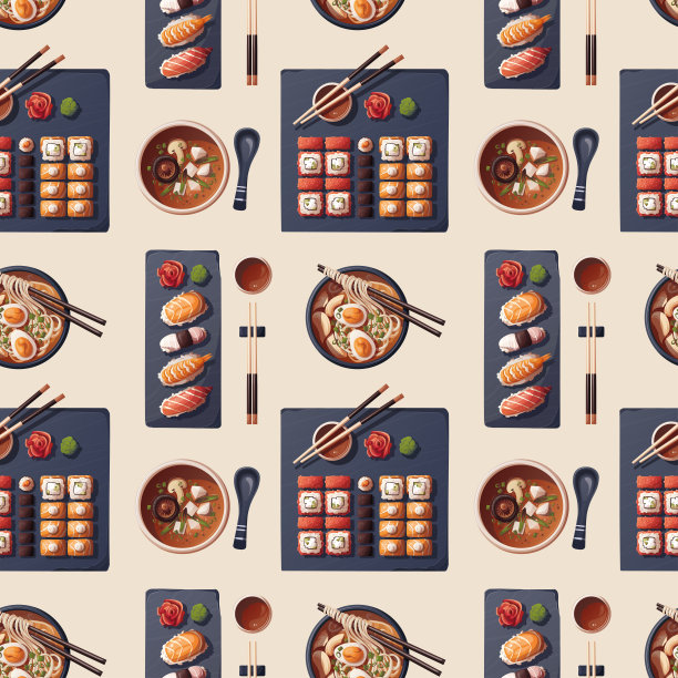 搭配寿司，味增汤，拉面。图片下载