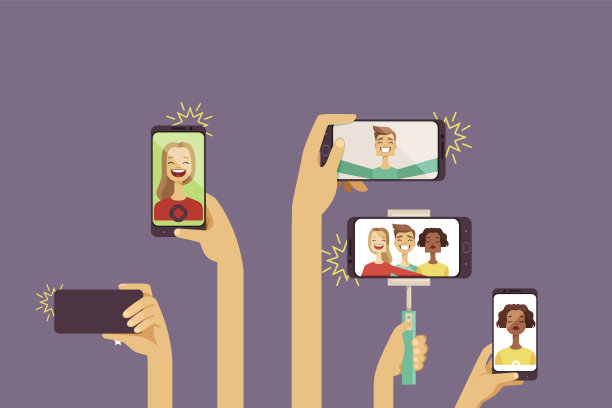 有问题。手拿智能手机，制作自拍照片矢量收集图片下载