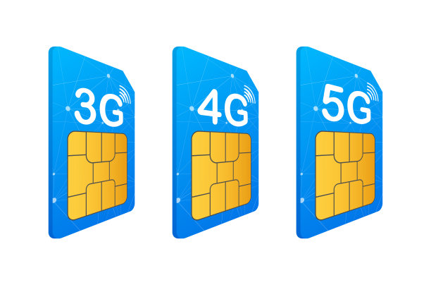 3G 4G 5G Sim卡。移动通信技术标志。矢量插图。图片下载