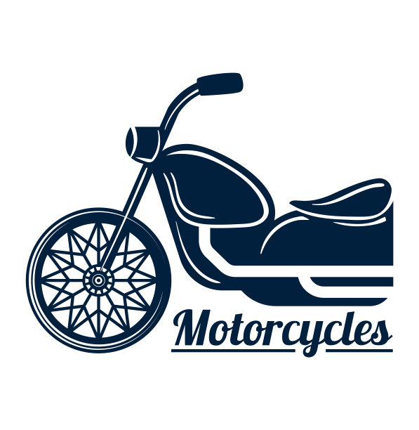 摩托车标志与标志标志，矢量插图。摩托车图标孤立在白色，发动机电机复古徽标设计。图片下载
