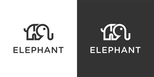 大象标志矢量图标模板。图片下载