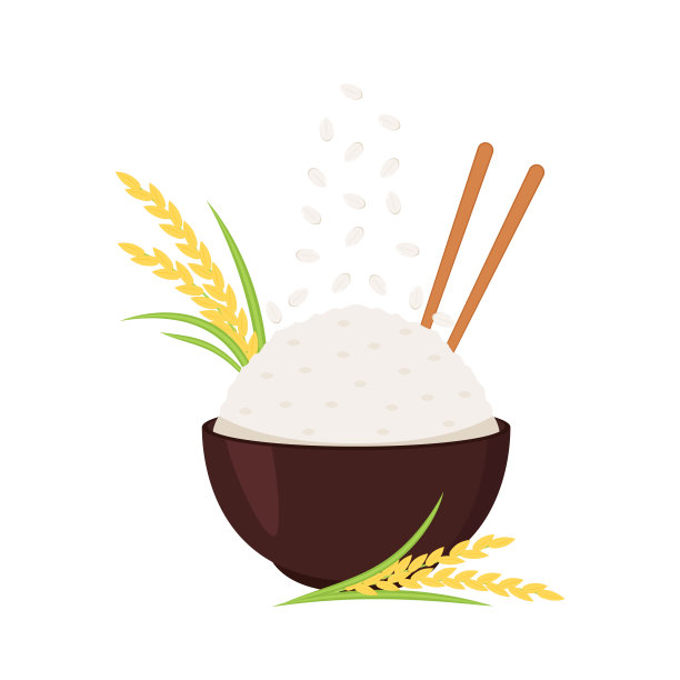 碗里的大米矢量。日本大米漫画。小麦。图片下载