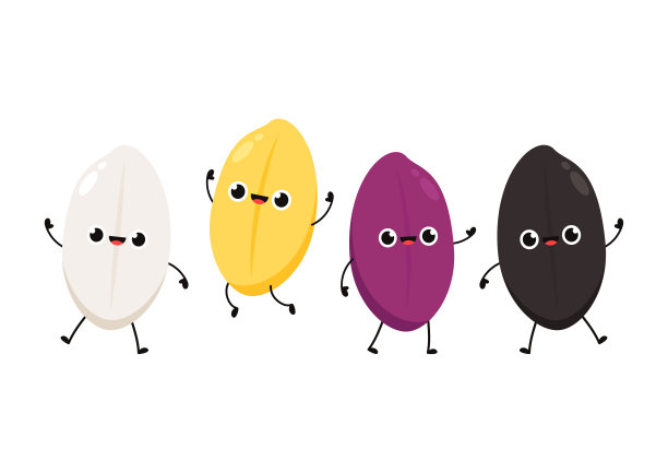 稻谷和水稻的字符设计。浆果米和黑米。图片下载