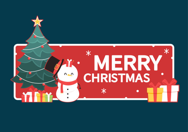 圣诞贺卡快乐。可爱的雪人享受雪花。圣诞卡插图。图片下载