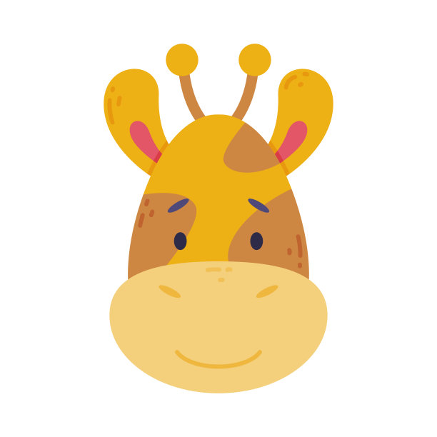 小长颈鹿的头部是可爱的野生动物。苗圃装饰，卡片或请柬设计卡通矢量插画图片下载