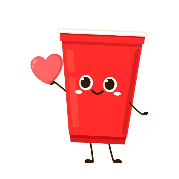 红色塑料聚会杯，材质设计。红色啤酒杯向量。塑料字符设计。图片下载