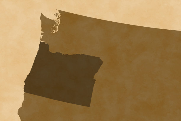 美国地图系列，俄勒冈州，旧纸图片下载