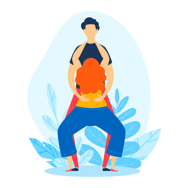 孕妇夫妇做运动锻炼，瑜伽，体操矢量插画图片下载