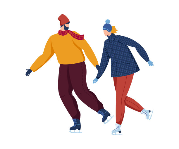 幸福的家庭一起度过的时光户外溜冰场矢量插图孤立的白色。冬季家庭时光图片下载