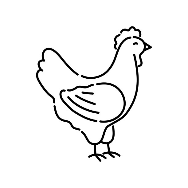 鸡涂鸦图标。手绘黑色草图。矢量插图。图片下载