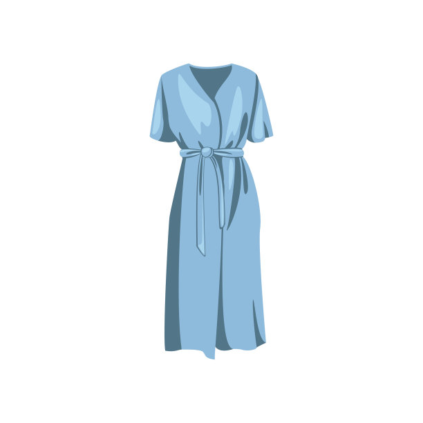 蓝色女夏装带卡通插图图片下载