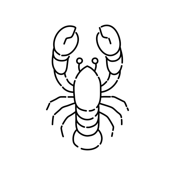 龙虾涂鸦图标。手绘黑色草图。矢量插图。图片下载