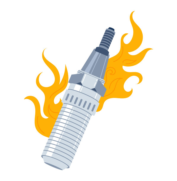 发动机火花塞，摩托车电机部分隔离在白色，矢量插图。汽车汽车螺丝，汽车技术用于运输。图片下载