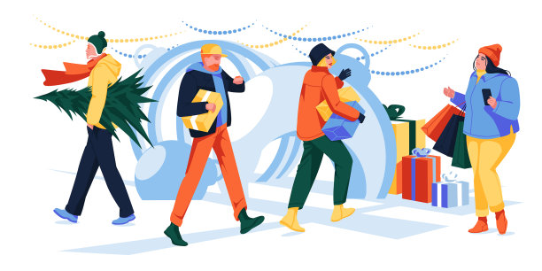 人们带着圣诞礼物在盒子里购物图片下载