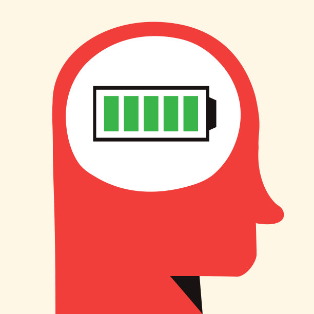 人头剪影与全电池符号图片下载