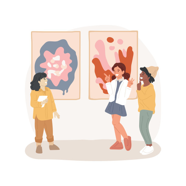 艺术博物馆之旅孤立卡通矢量插图。图片下载