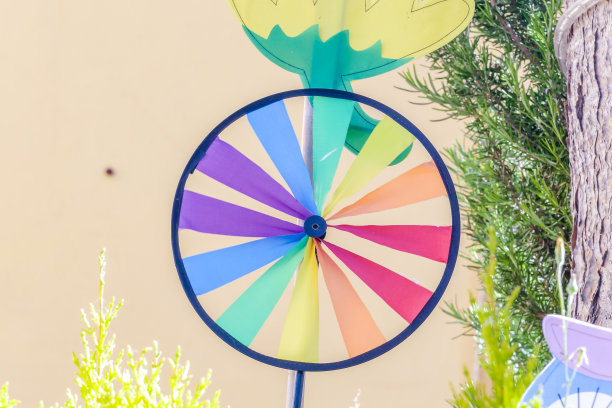 彩色风车玩具风车花园的照片图片下载