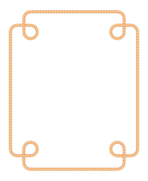 在白色背景上孤立的圆圈绳子框架的矢量插图。现实复古海洋绳索边界。图片下载