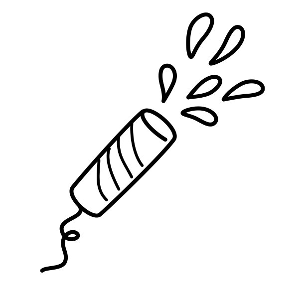 花火。生日的元素。卷筒纸印刷用线形艺术符号及其应用。矢量插图在涂鸦风格手绘孤立的白色背景。图片下载