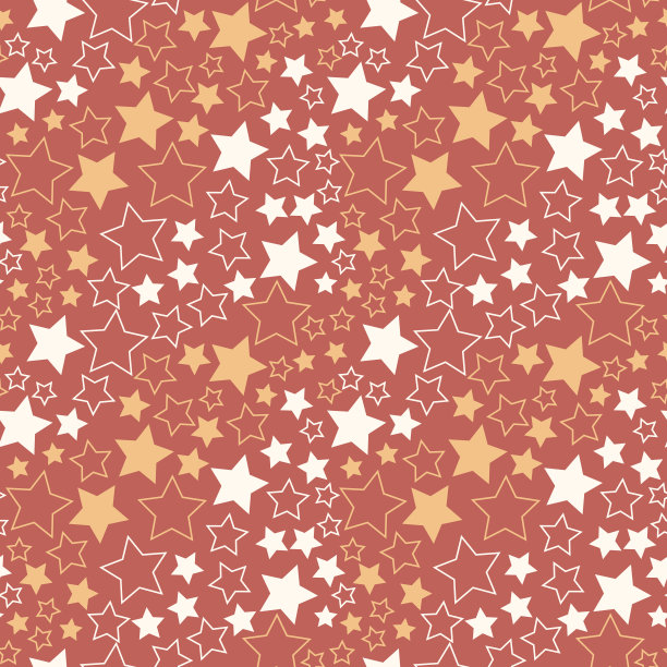 白黄星红底色无缝图案为设计装饰，矢量插画星纺织图片下载