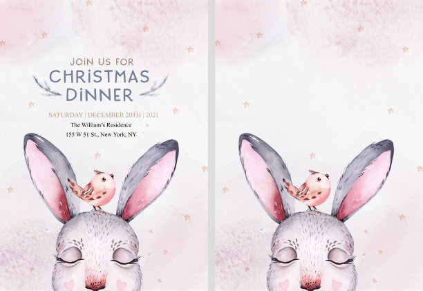 水彩画新年兔宝宝肖像插图奥斯特。圣诞明信片可爱的卡通兔子在花环。2023年的象征。时尚的苗圃设计图片下载