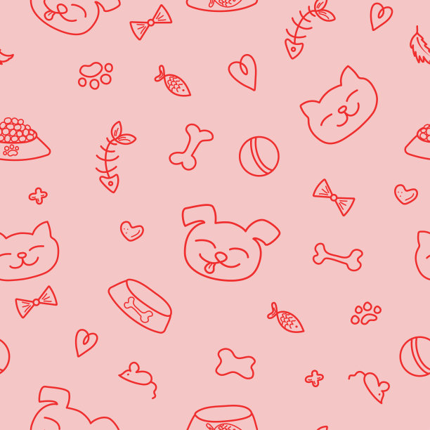 狗，猫，宠物食品的矢量图。图片下载