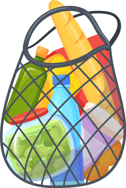 卡通商店购买的杂货用网袋图片下载