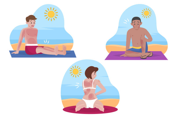 平面设计的人与晒伤套装图片下载