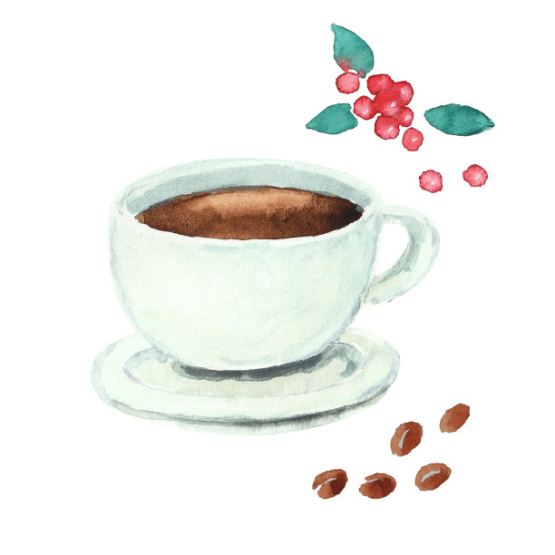 用水彩画的咖啡饮料图片下载