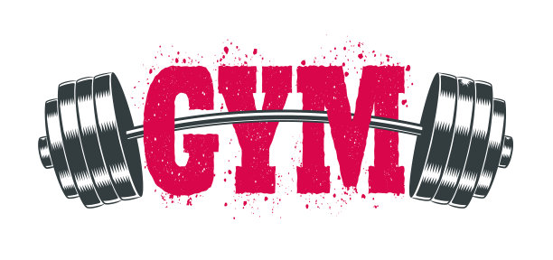 复古徽章的健身房与杠铃的徽章图片下载