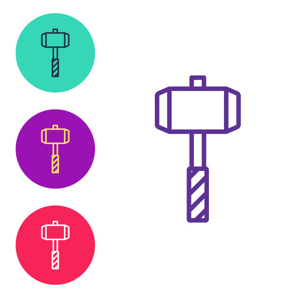 设定线中世纪战锤图标孤立上图片下载