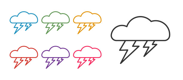 将线路风暴图标隔离在白色背景上图片下载