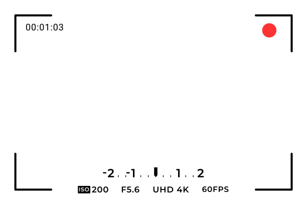 视频摄像框。3x2比摄像机UI覆盖。带记录指示器的视频摄像框。图片下载