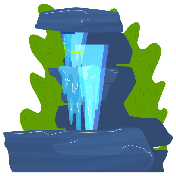 喷泉，水装饰，孤立在白色矢量插画上。户外公园物体与液体滴和飞溅。卡通园林建筑图片下载