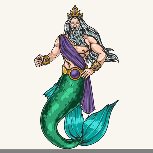 可怕的波塞冬彩色详细徽记图片下载