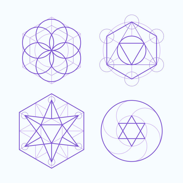 手绘神圣几何元素集图片下载