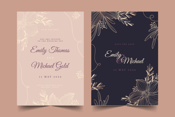 婚礼请帖模板设计图片下载