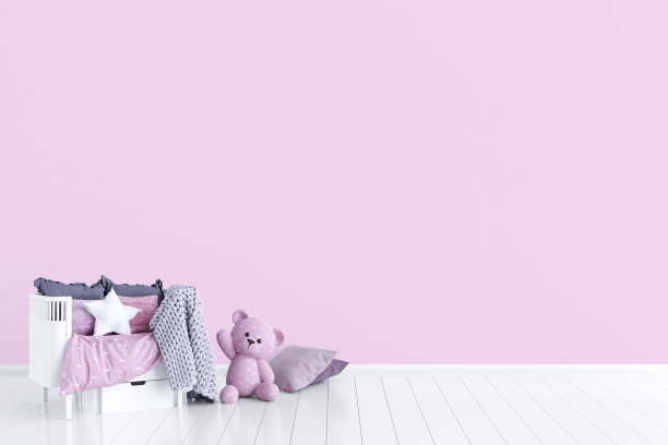 儿童保育室的墙纸模型。3d渲染插图。图片下载