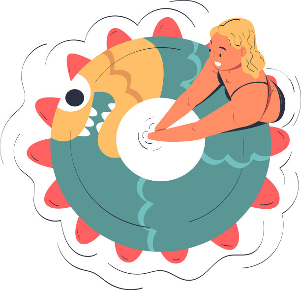 女性角色漂浮在橡胶圈上图片下载