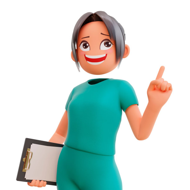 3d渲染护士在医院制服拿着一个剪贴板隔离在白色背景图片下载