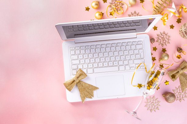 圣诞节和新年的工作空间平铺图片下载