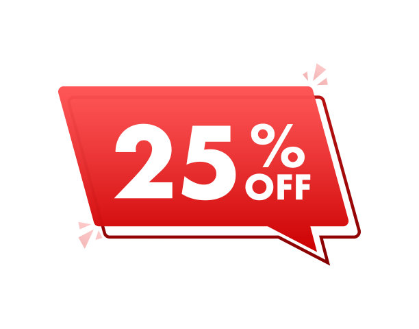 25折出售折扣横幅与扩音器。折扣报价价签。九折促销单位图标。矢量插图。图片下载