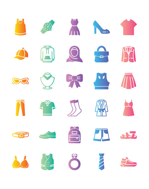时尚图标设置30孤立的白色背景图片下载