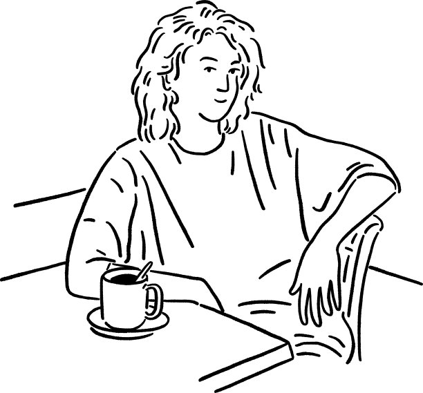 坐在咖啡馆里的女人生活方式手绘线艺术插画图片下载