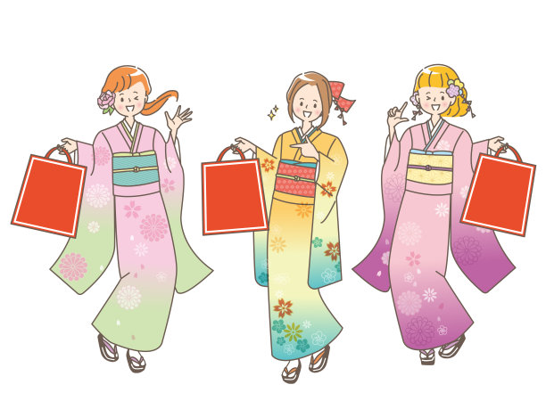 插图的妇女购物在第一次销售图片下载