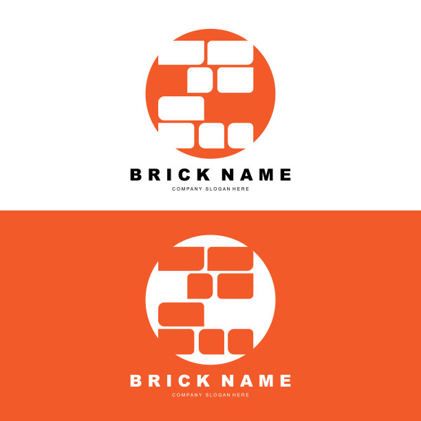 砖标志设计，材料石头插图矢量，建筑建设图标图片下载